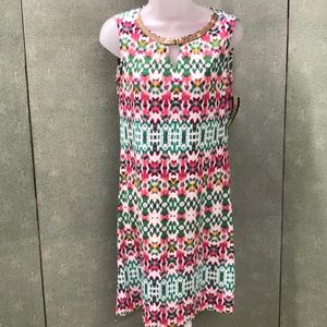 NWT Haani colorful lightweight Dress w gold detail